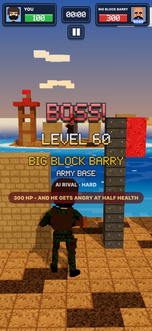 Blockshot boss fight: Big Block Barry at the Army Base, level 60