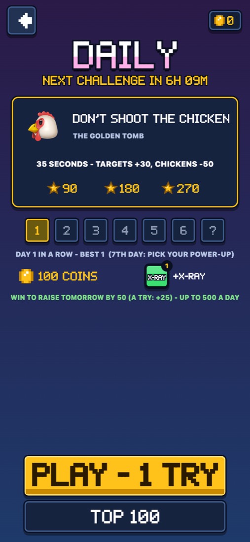 Blockshot Daily Challenge: one try a day to win coins